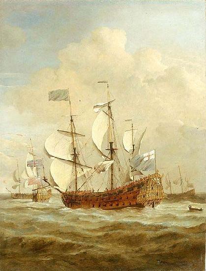 VELDE, Willem van de, the Younger HMS St Andrew at sea in a moderate breeze, painted